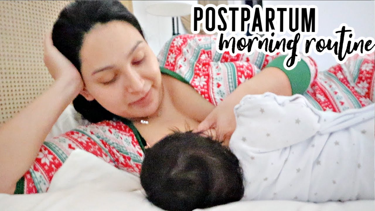 a real postpartum morning routine with newborn