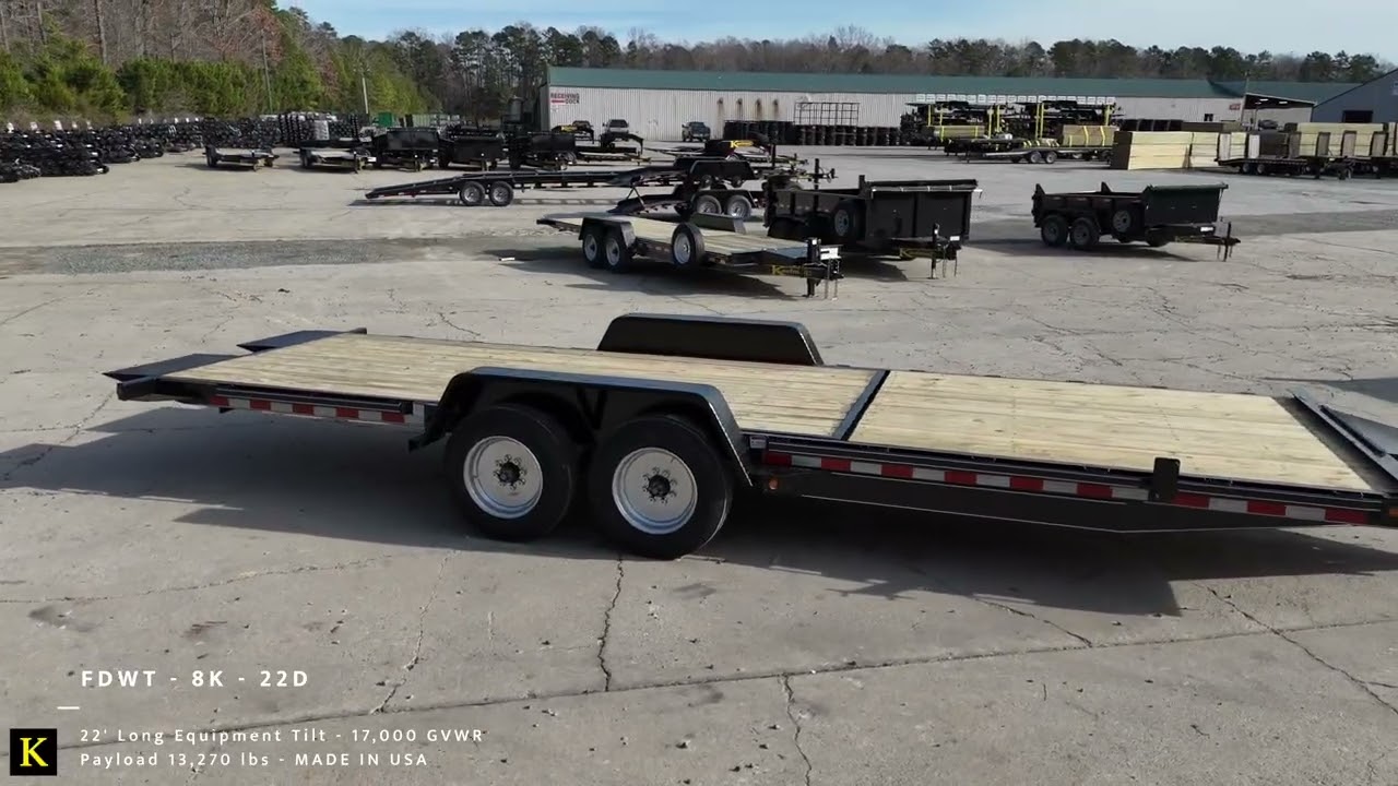 Kaufman 17000 GVWR Deluxe Wood Floor Tilt Equipment Trailer – 22 ft.