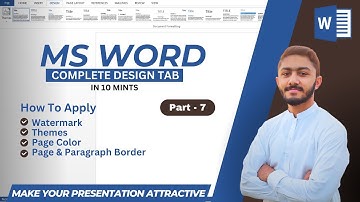 MS Word How To Apply Watermark, Themes, Page Color & Borders  Complete Design Tab In 10 Mints Urdu