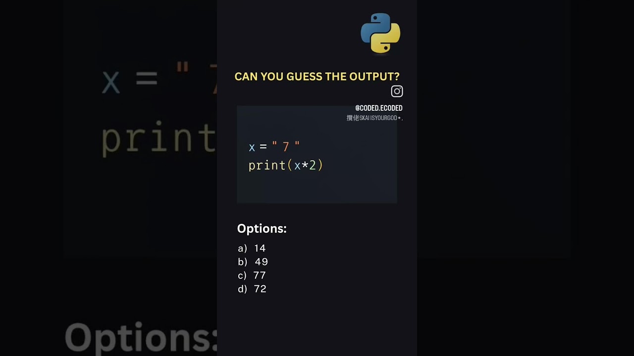 comment the correct answer #python #programming #viralshorts