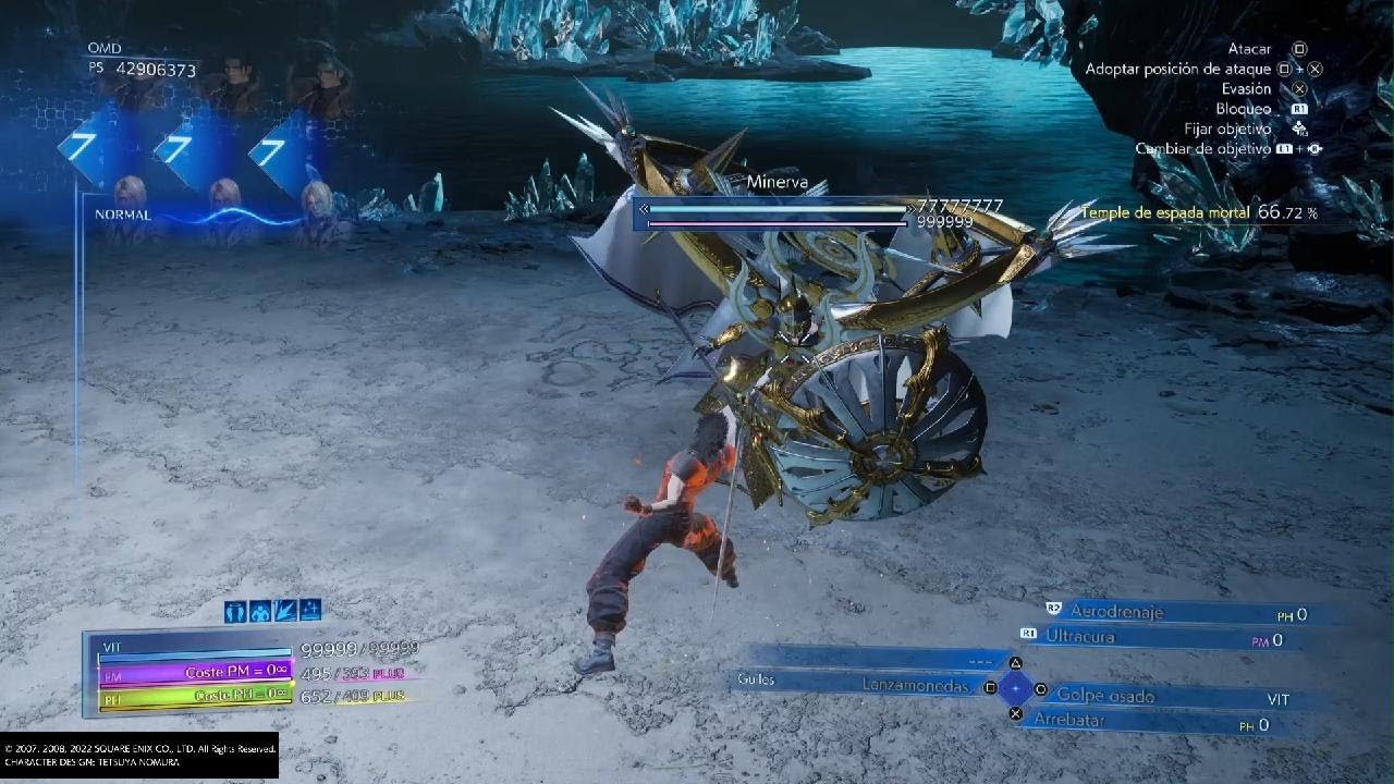 FFVII:Crisis Core (Difícil)-Cómo matar a Minerva y sus 77 millones de PG+Trofeo: Por encima de todos