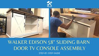 Walker Edison Richmond Modern Farmhouse Sliding Barn Door TV Stand Assembly 58