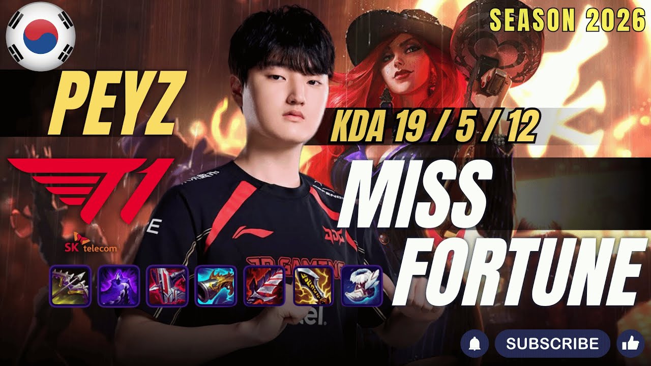 T1 Peyz MISS FORTUNE vs VARUS ADC - Patch 26.2 KR Ranked | lolrec