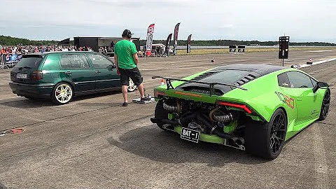 630HP VW GOLF 3 VR6 Turbo 4Motion vs 900HP Lamborghini Huracan Twin Turbo