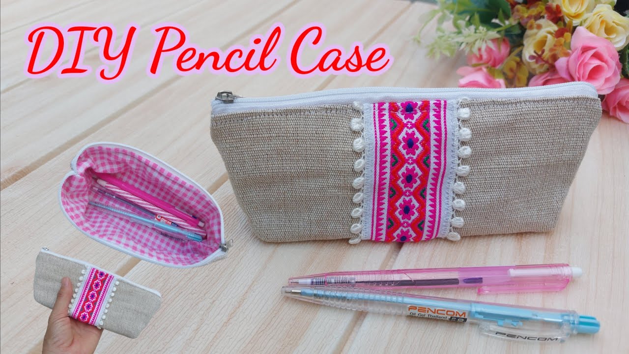 DIY cute pencil case. How to sew pencil case. Easy to sew. Pencil case