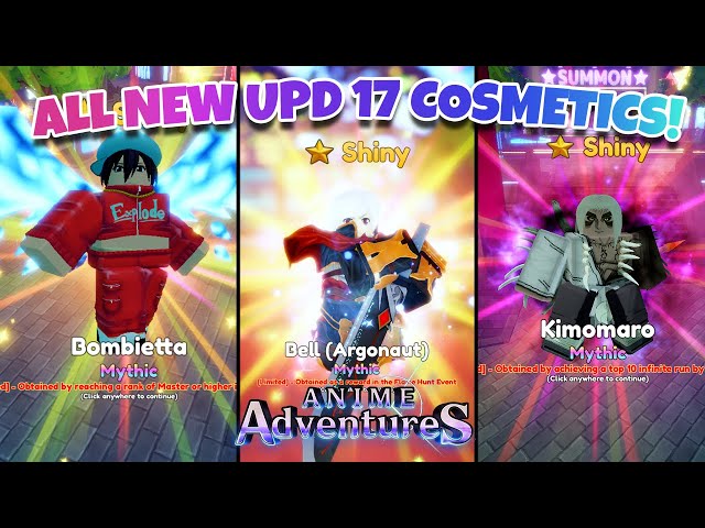 Showcasing All Cosmetic Skins I Own In Anime Adventures* Update 7 Next  Week! 