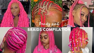 PINK trendy Braids For Black Queens 👸🏽 💖