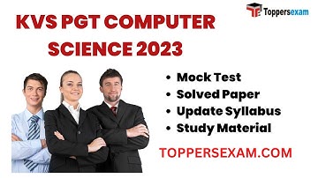 KVS PGT COMPUTER SCIENCE Exam Mock Test | Solved Paper | Update Syllabus | MCQ | Study Material