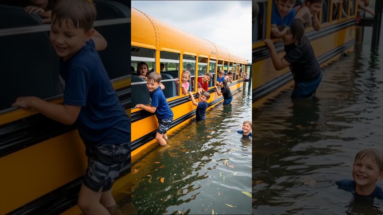 Dramatic Rescue Watch Kids Escape Flooded School Bus 