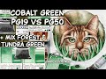 Mix Schmincke Super Granulating Watercolor TUNDRA & FOREST GREEN Cobalt PG19 vs PG50 Compare Pigment