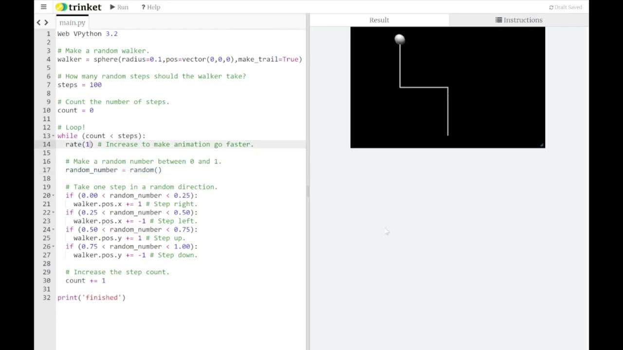 Random Walks for Particles (VPython for Physics 1) - YouTube