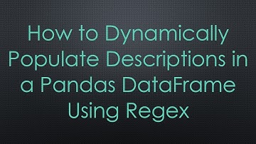 How to Dynamically Populate Descriptions in a Pandas DataFrame Using Regex