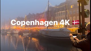 Copenhagen 4K HDR Denmark-A foggy day 🇩🇰 Walking Tour 2024