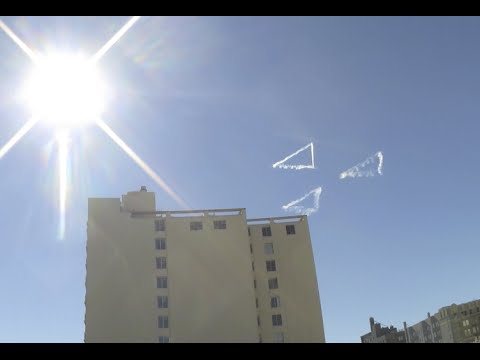 Radiation warning symbol over San Francisco, Superbowl Sunday
