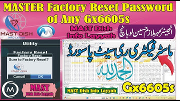 Gx6605s Master Code for Factory Reset #mastercode #reset #code #gx6605s #modificationgx6605s #master