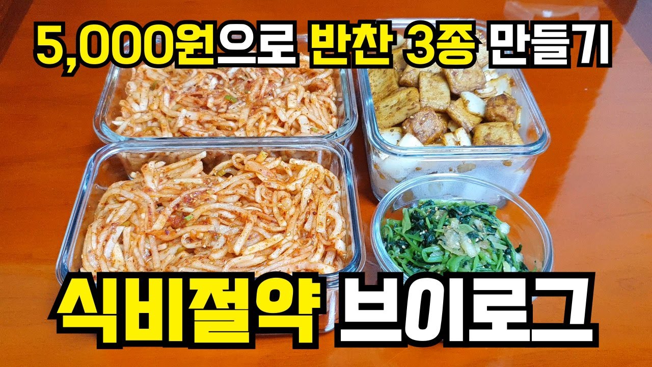5천원으로 반찬 3종 만들기 / 3일동안의 지출 29,770원 / 밑반찬 만들기 / 식비 / 절약 / 식비절약 / 절약 브이로그 / 식비절약 브이로그 / 30대 절약