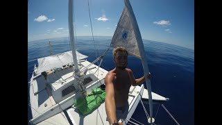 Setup on my Tiki26 «Wayan»  Windvane, Gennaker and centrepot explained during my Atlantic crossing