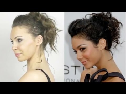 Chignon décoiffé à la Vanessa Hudgens pour cheveux frisés 