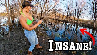 Fishing A Hidden Creek Loaded W/ Tasty Fish!!! (This Was Crazy!!)