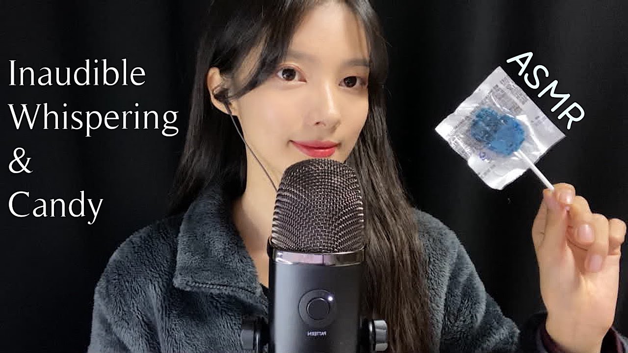 ASMR 알아들을 수 없는 속삭임 + 입안이 파래지는 사탕 이팅 사운드 (치아소리) / Inaudible Whispering, Lollipop Eating Sounds