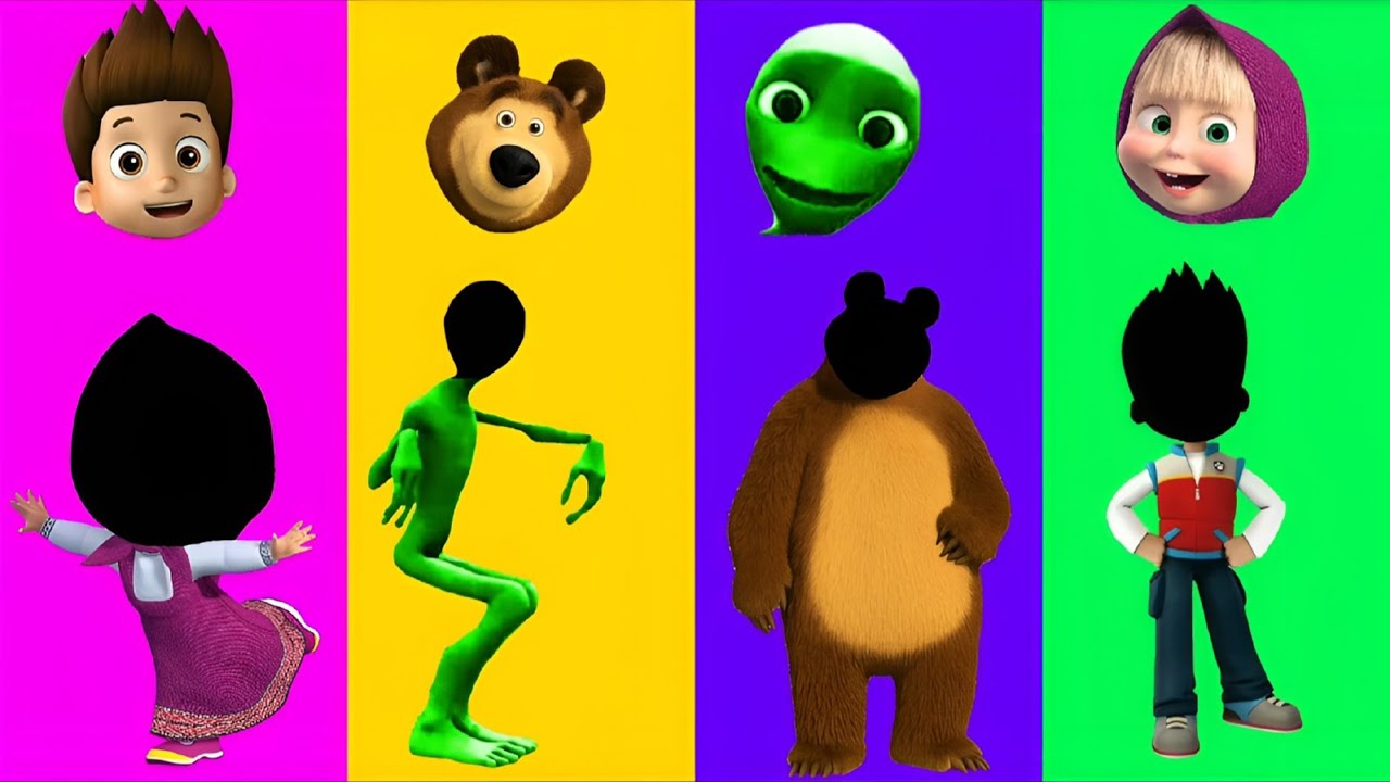 Wrong eyes 👀 Masha and Alien dance and Bear and Paw patrol Wrong Heads.