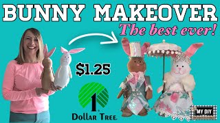 DOLLAR TREE BUNNY DIY | $1.25 BUNNY | FUN SPRING EASTER CRAFT | THE BEST MAKEOVER EVER!