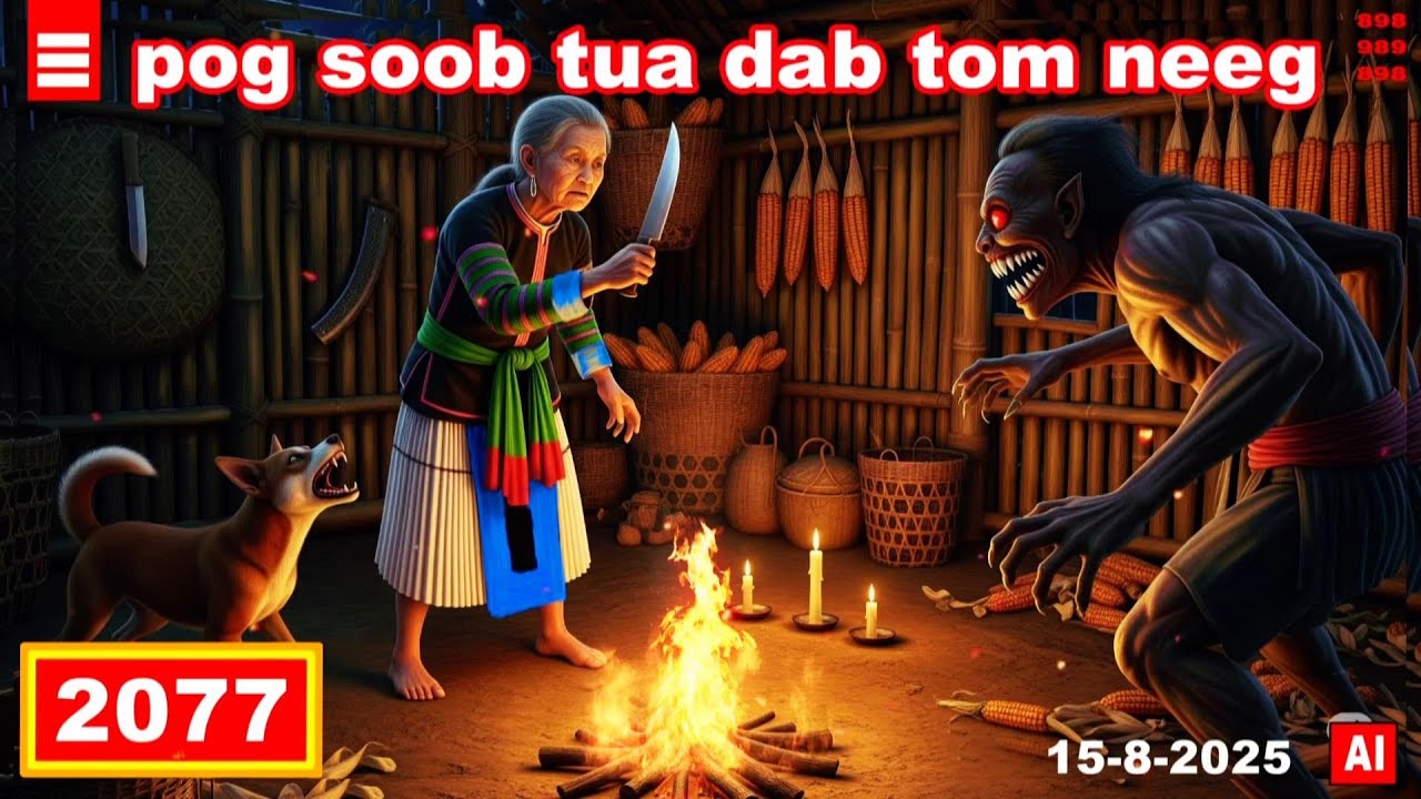 dab hais hmoob - 2077 - 15-8-2025 pog soob tua dab tom neeg, ยายกับผีร้าย,Grandma and the evil ghost