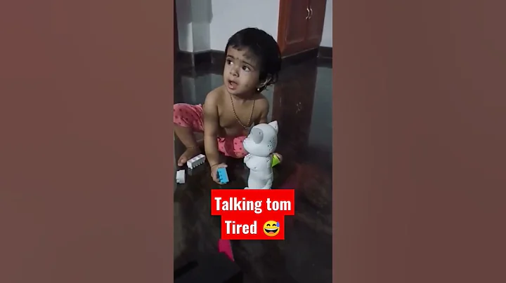 cute baby's tight competition with talking tom 😄/ finally taking tom tired / #short #trending #cute