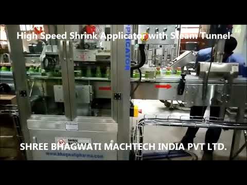 High Speed Shrink Sleeve Label Applicator with Steam Tunnel, High speed ...