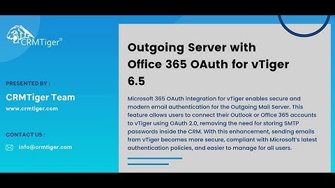 Outgoing Server with Office 365 OAuth for vTiger 6.5 | CRMTiger