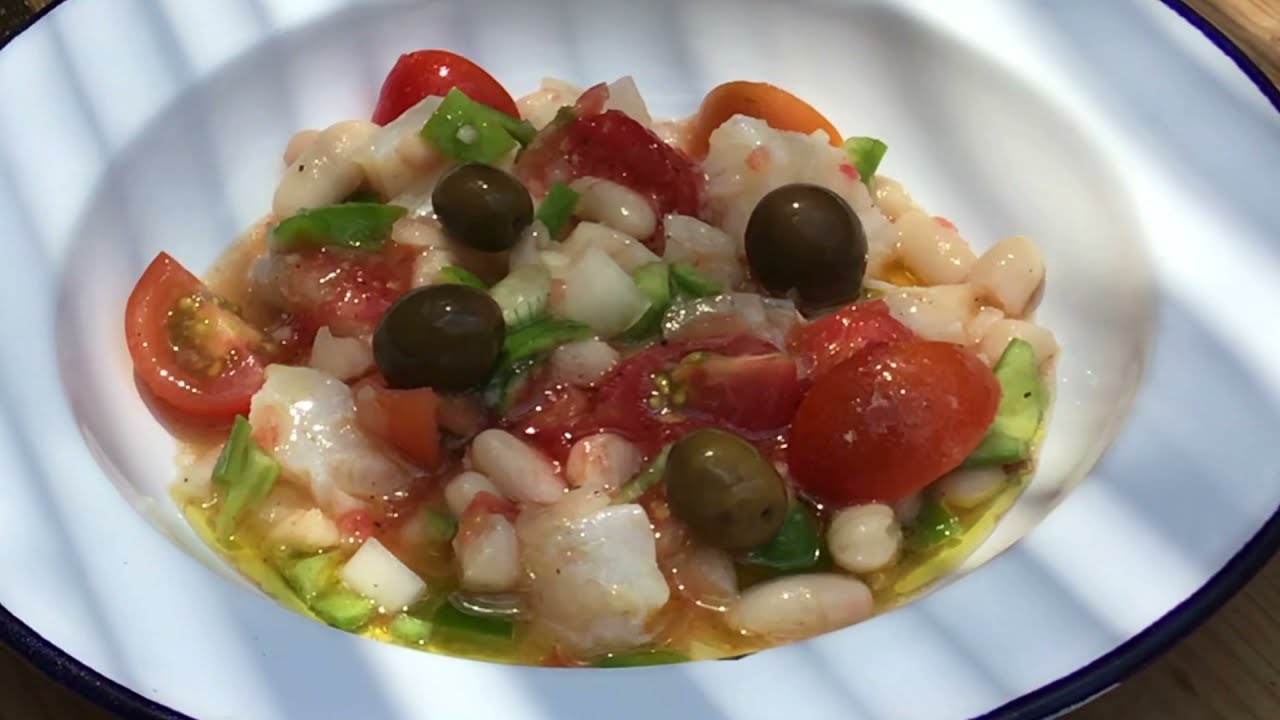 Empedrat de bacalla-CUINA DE TRINXERA- empedrado de bacalao - Summer tapas codfish white beans salad