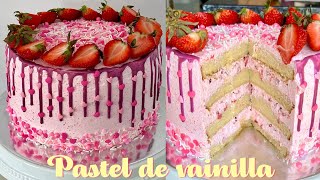 PASTEL DE VAINILLA CON RELLENO CREMOSO DE FRESAS | ESPECIAL DE SAN ...