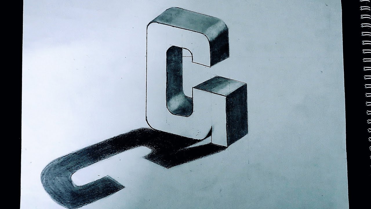 3D ART//G// drawing pencil art a to z letter drawing art roll pencil ...