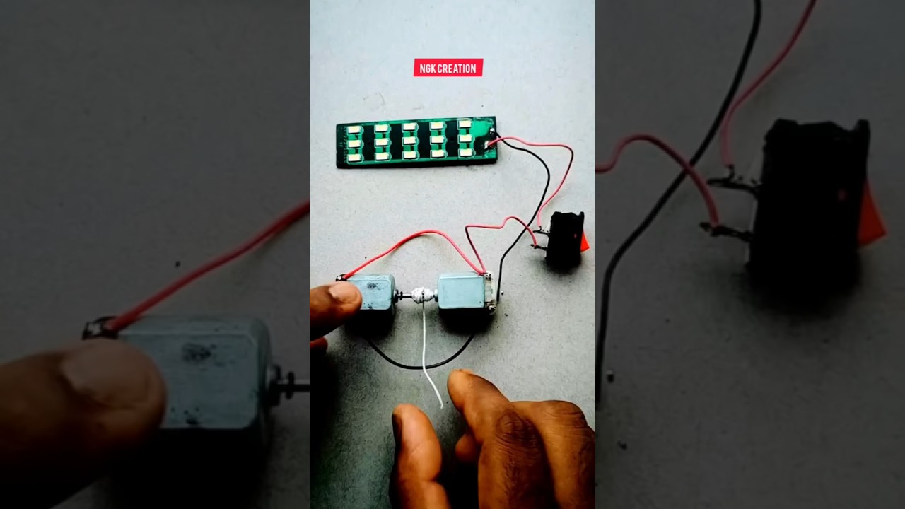 DIY Mini DC Motor Generator Powers LED | Easy Electronics Experiment ⚡💡 #Shorts