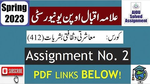 ⏩ AIOU Code 412 Solved Assignment No.2 Spring 2023 || Subject: Social & Cultural || Level: BA/B.Com