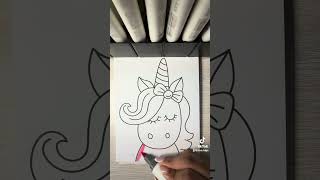 coloring a magical cute pink unicorn 💖✨ green wings & golden horn marker art #shorts #coloring
