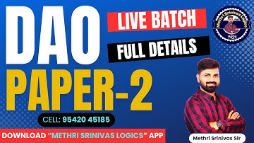 DAO TSPSC PAPER-2 ll LIVE BATCH ll FULL DETAILS ll 300 MARKS ll DOWNLOAD METHRI SRINIVAS LOGICS