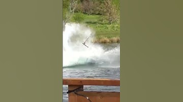 Folded Wakeboarding! Massive Back Roll Crash + Skim across water #wakeboard #fail #crash