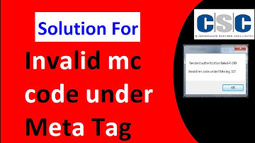 Invalid mc code under Meta Tag, Residents Authentication fail error solution In Hindi, CSC VLE