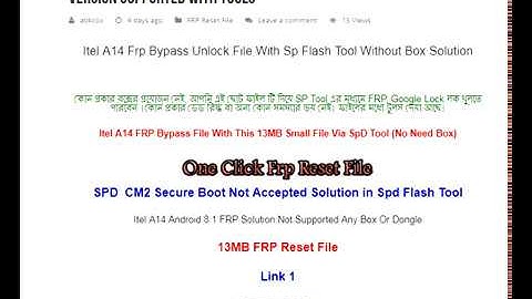 Itel A14 Frp Bypass Unlock File With Sp Flash Tool Without Box Solution