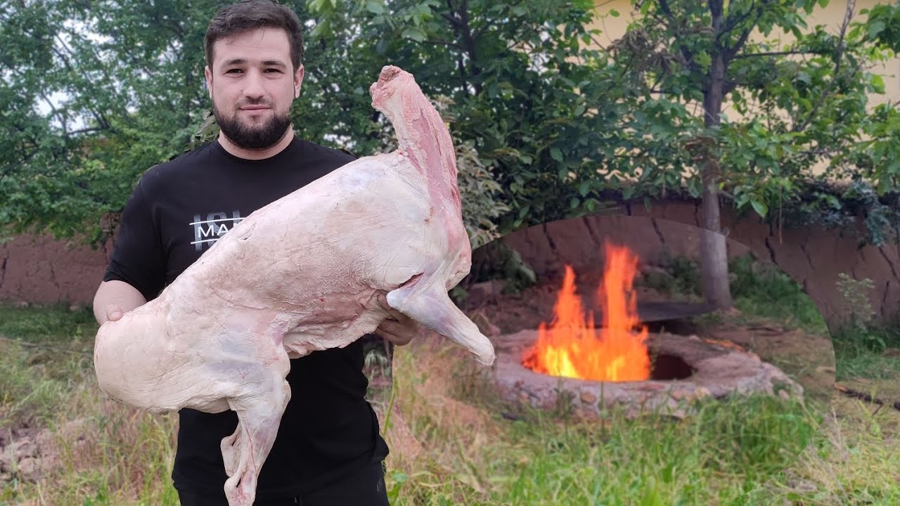 4 часа жарки целого барана в тандыра - YouTube