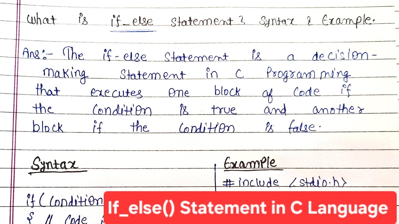 If–Else Statement in C | Decision Making in C Programming | Beginner ...
