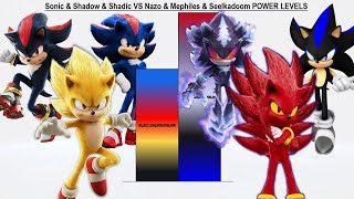 Sonic & Shadow & Shadic Vs Nazo & Mephiles & Seelkadoom Power Levels - Sonic 1,2,3,4