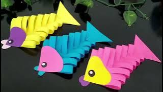 Ide Kegiatan Membuat Mainan Ikan dari Kertas Origami atau Kertas Lipat | Tema Binatang Air