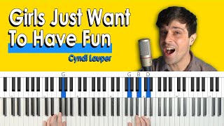 How To Play “Girls Just Want To Have Fun” EASY PIANO CHORDS TUTORIAL