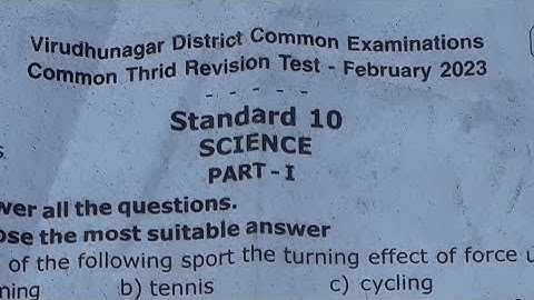 Class 10|Science|Third Revision exam |March 2023|Original question paper|virudhunagar district