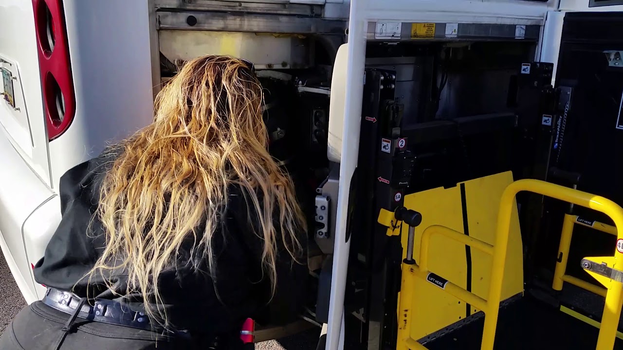 2016 J MCI Manual wheelchair lift operation YouTube