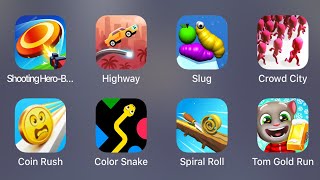 Highway, Slug, Crowd City, Coin Rush, Color Snake, Spiral Roll, Tom Gold Run - iPad Gameplay screenshot 4