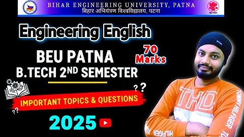 BEU Patna Enginerring ENGLISH Important Question 2025 #beupatna #beupatnaexam #electricalboysunny  