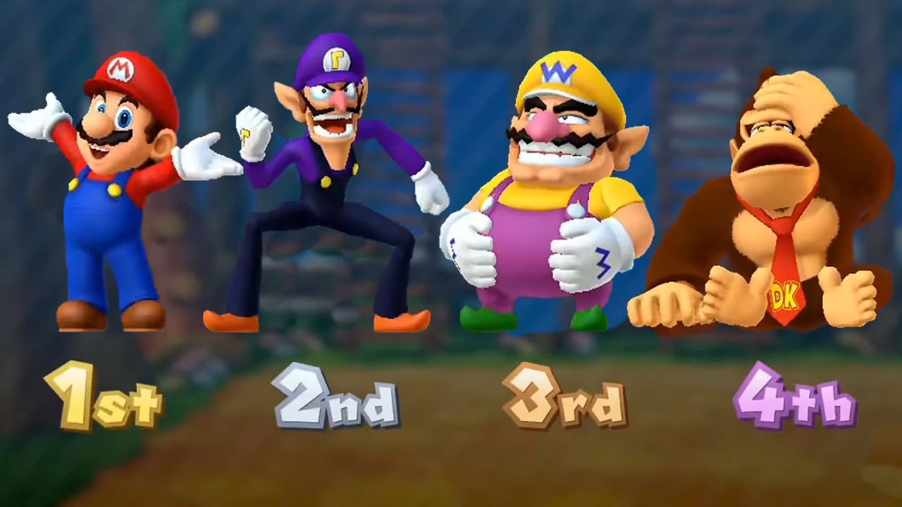 Mario Party 10 Minigames - Donkey Kong Vs Mario Vs Waluigi Vs Wario